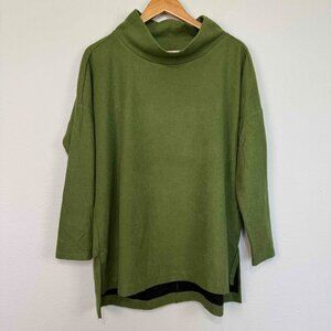 Anthropologie Women's Theresa Tunic Top Cowl Neck Stretch Pullover Green Size M